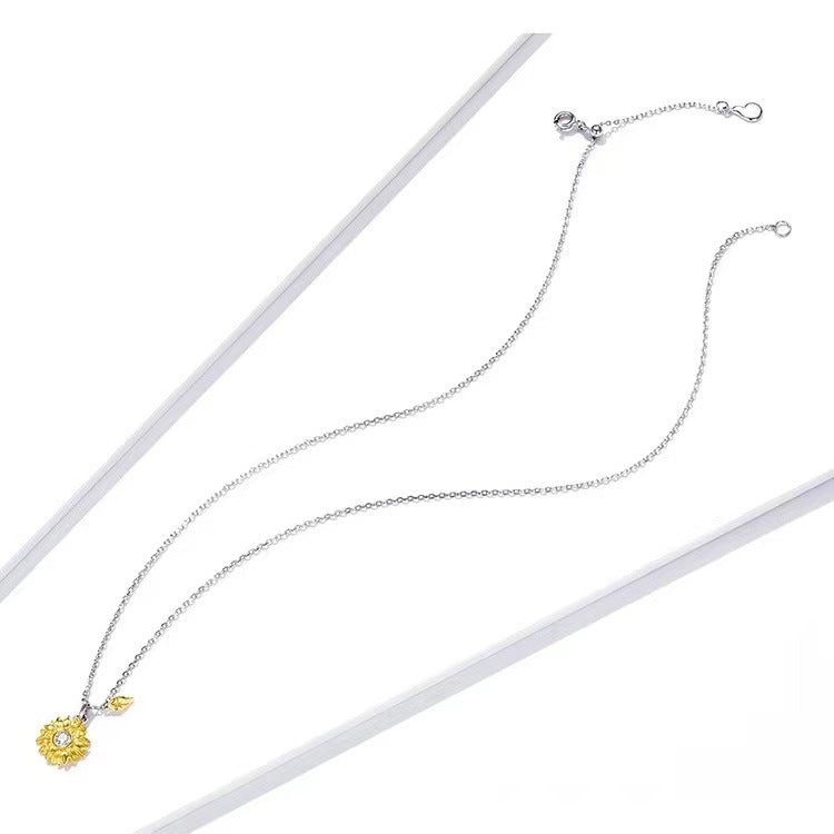 Sunflower Coin Pendant Necklace — 925 Sterling Silver