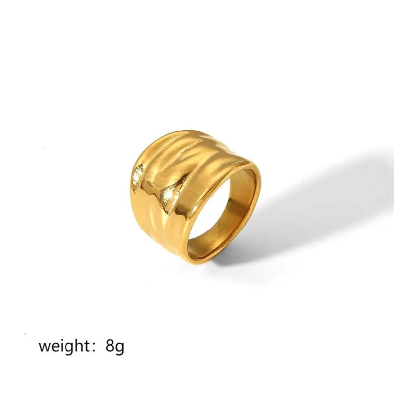 18K Gold-Plated Twisted Band Ring — Stainless Steel