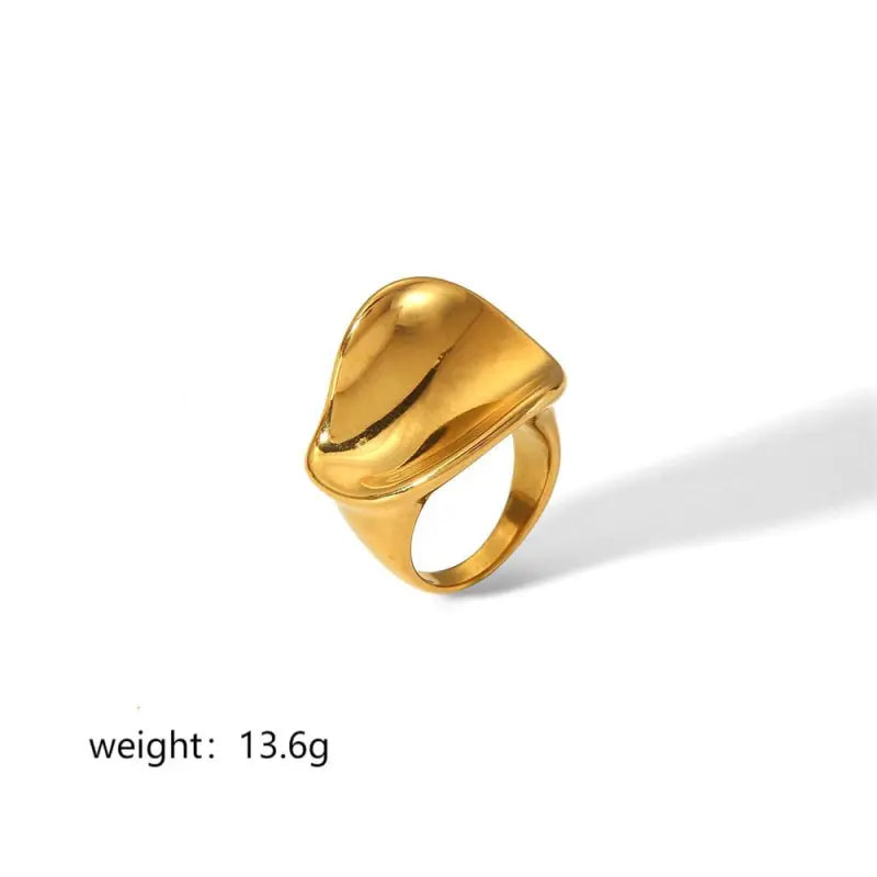18K Gold-Plated Twisted Band Ring — Stainless Steel