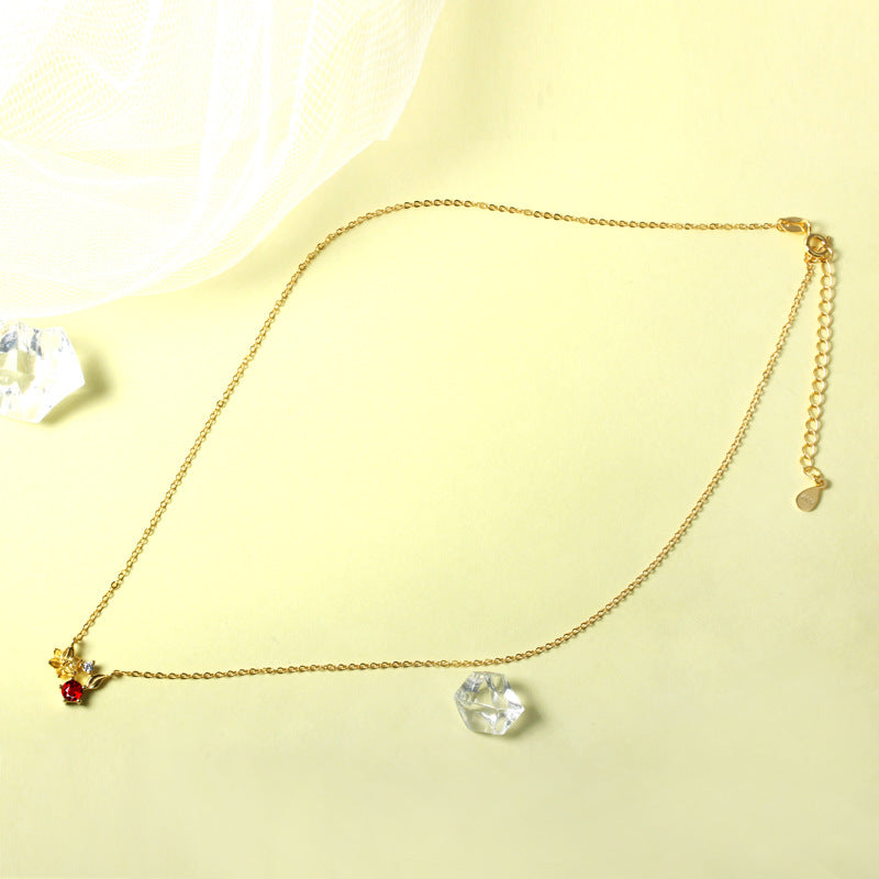 Cherry Blossom Garnet Pendant Necklace — 925 Sterling Silver