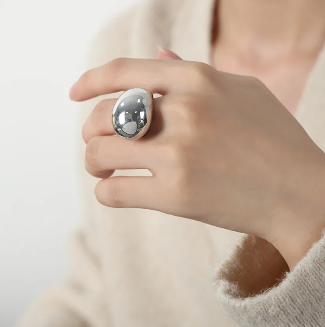 Stainless Steel Teardrop Ring – Statement Jewelry for Women