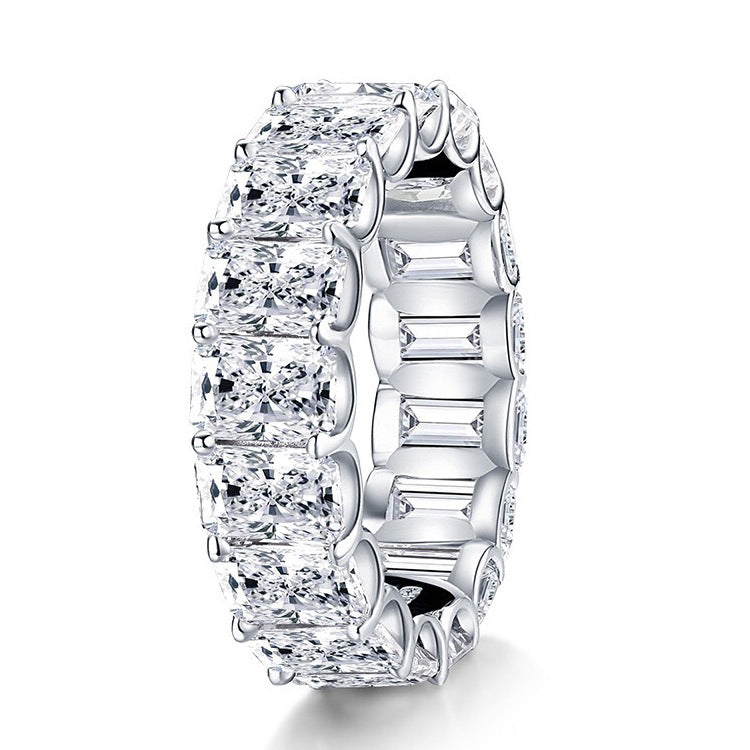 Bague argent sterling diamant simulant haute carbone coupe émeraude Mezyena
