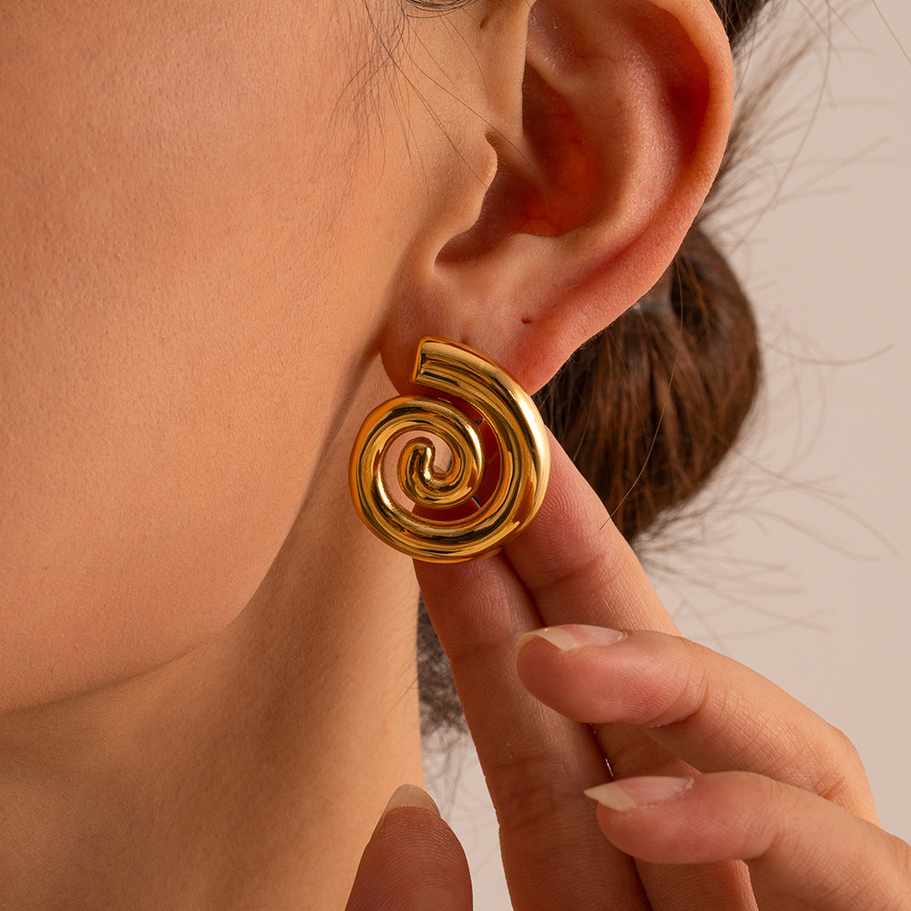 Textured Twisted Hoop Earrings — 18K Gold Stainless Steel