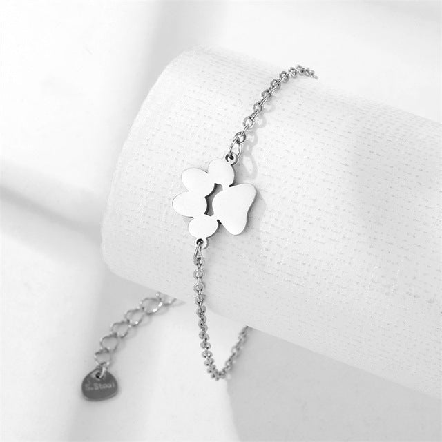 Stainless Steel Pet Paw Charm Bracelet for Women