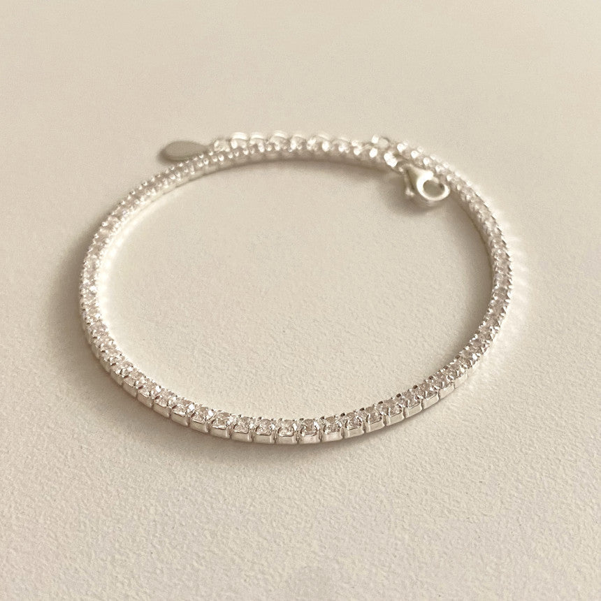 Bracelet tennis zircon diamant incrusté argent 925 sterling élégant Mezyena