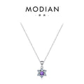 Purple Zircon Floral Pendant Necklace — 925 Sterling Silver