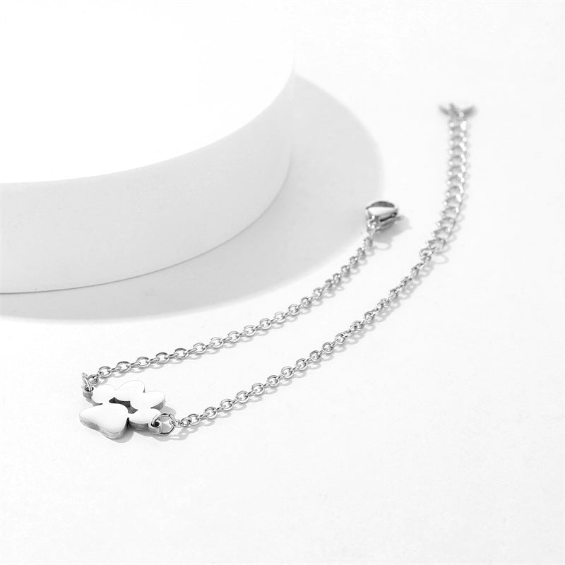Stainless Steel Pet Paw Charm Bracelet for Women