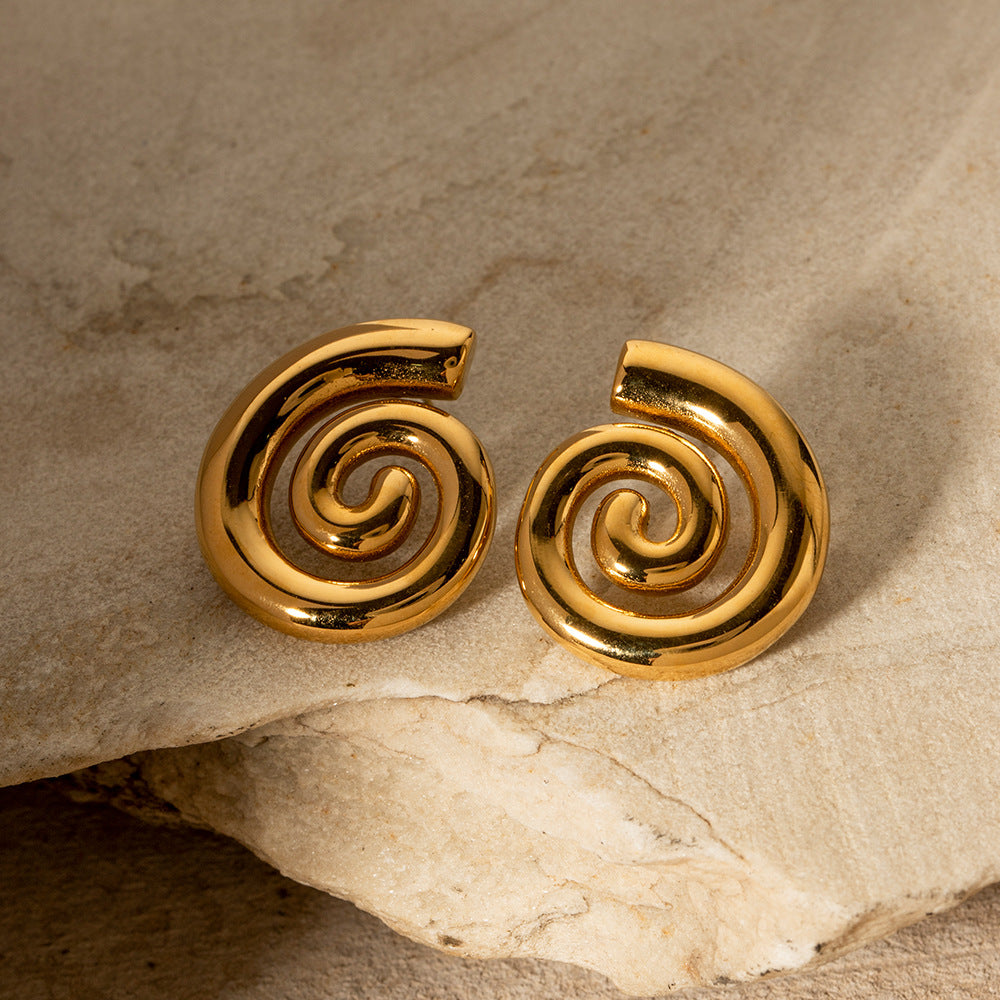 Textured Twisted Hoop Earrings — 18K Gold Stainless Steel