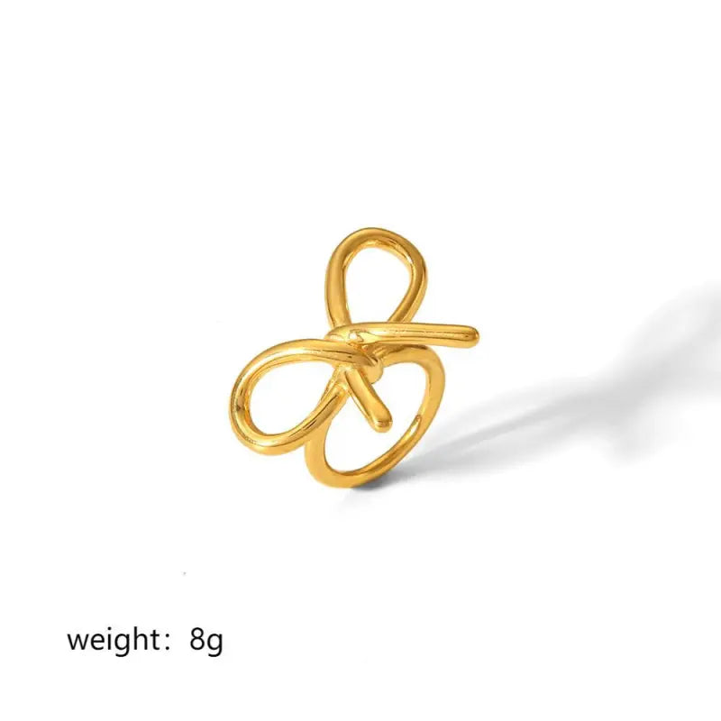 18K Gold-Plated Twisted Band Ring — Stainless Steel