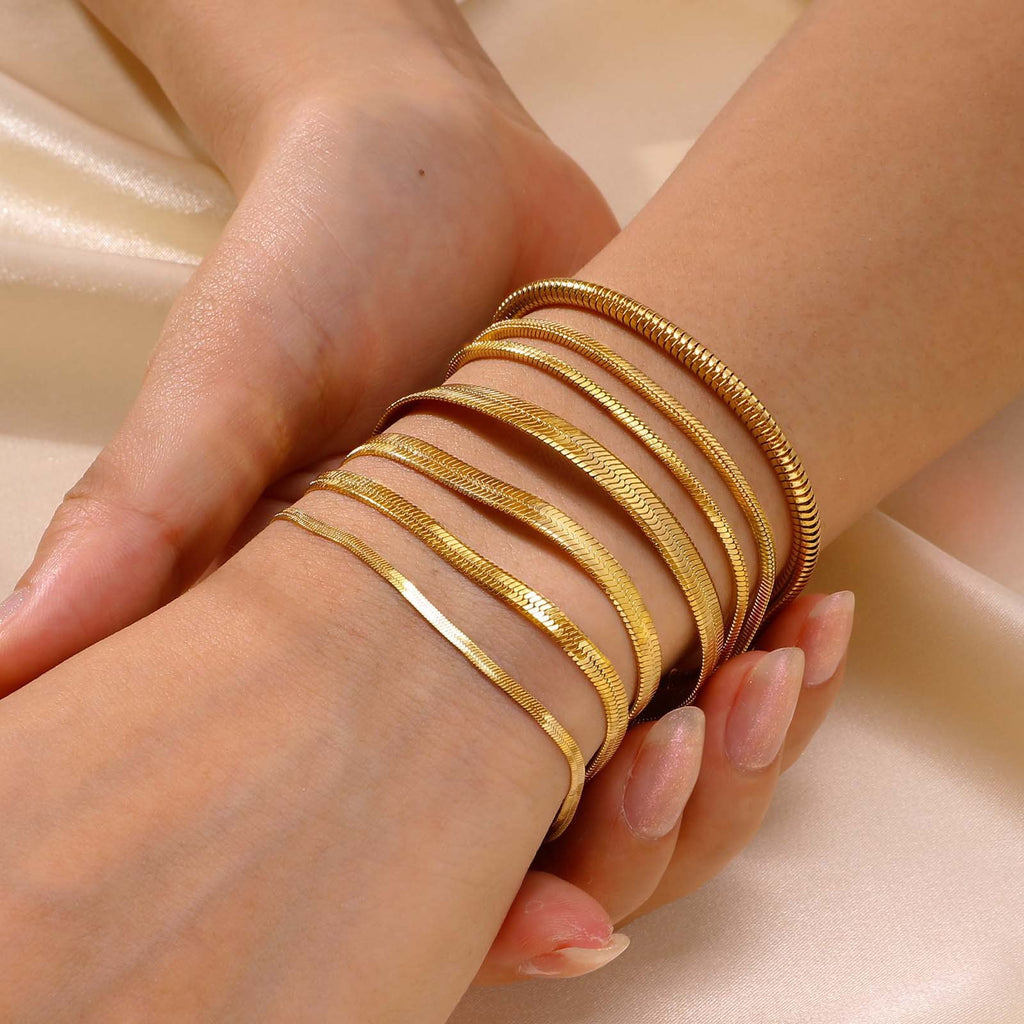18K Gold Blade Chain Bracelet — Stainless Steel