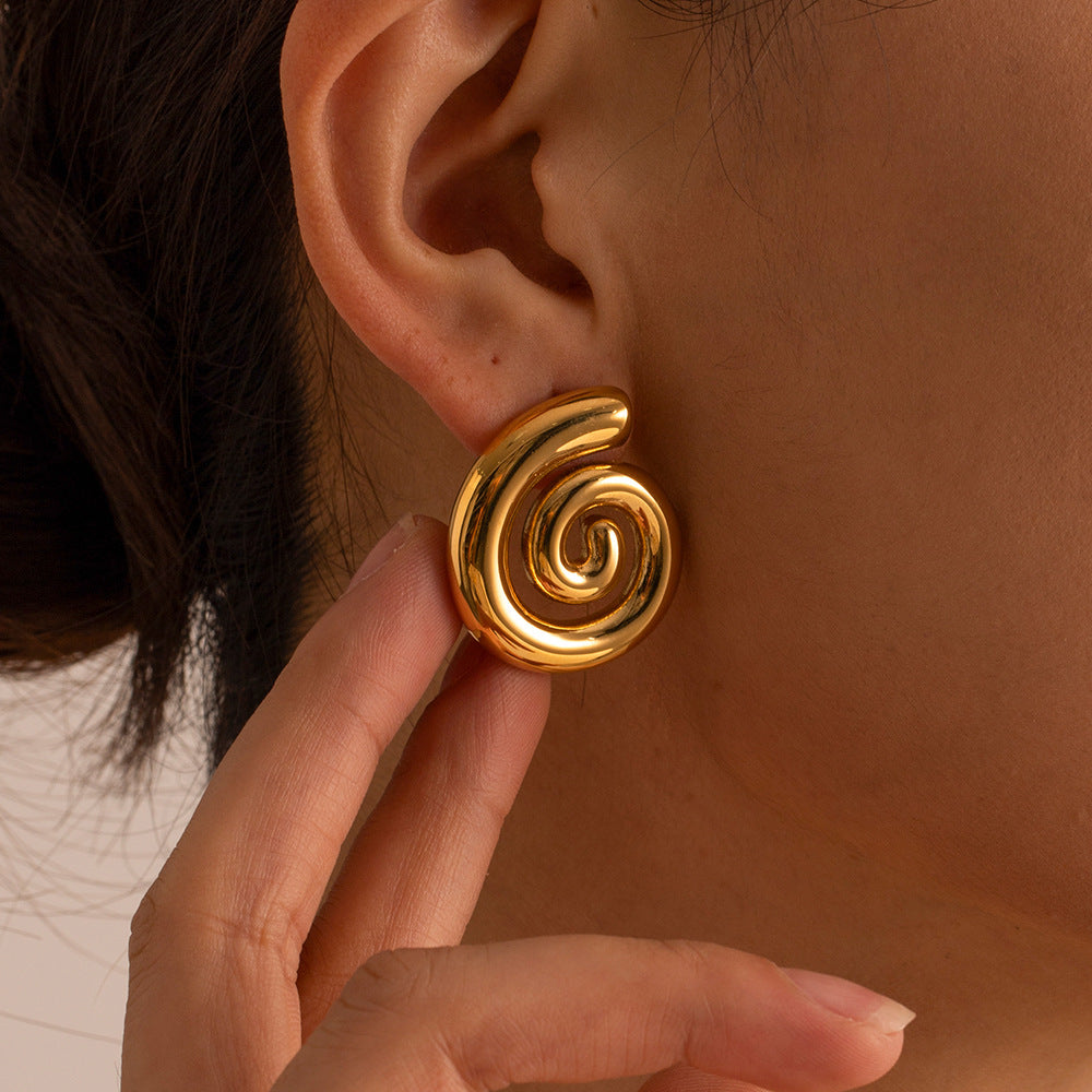 Textured Twisted Hoop Earrings — 18K Gold Stainless Steel