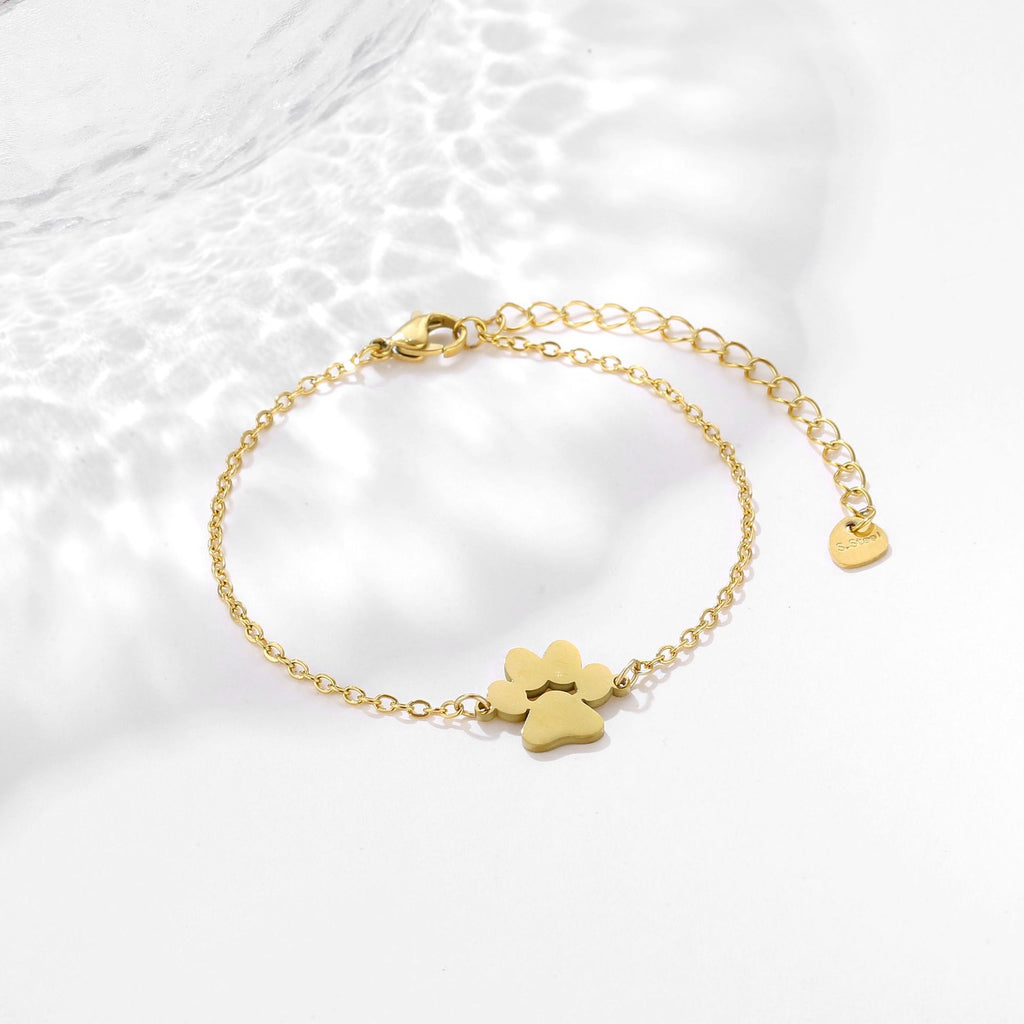 Stainless Steel Pet Paw Charm Bracelet for Women