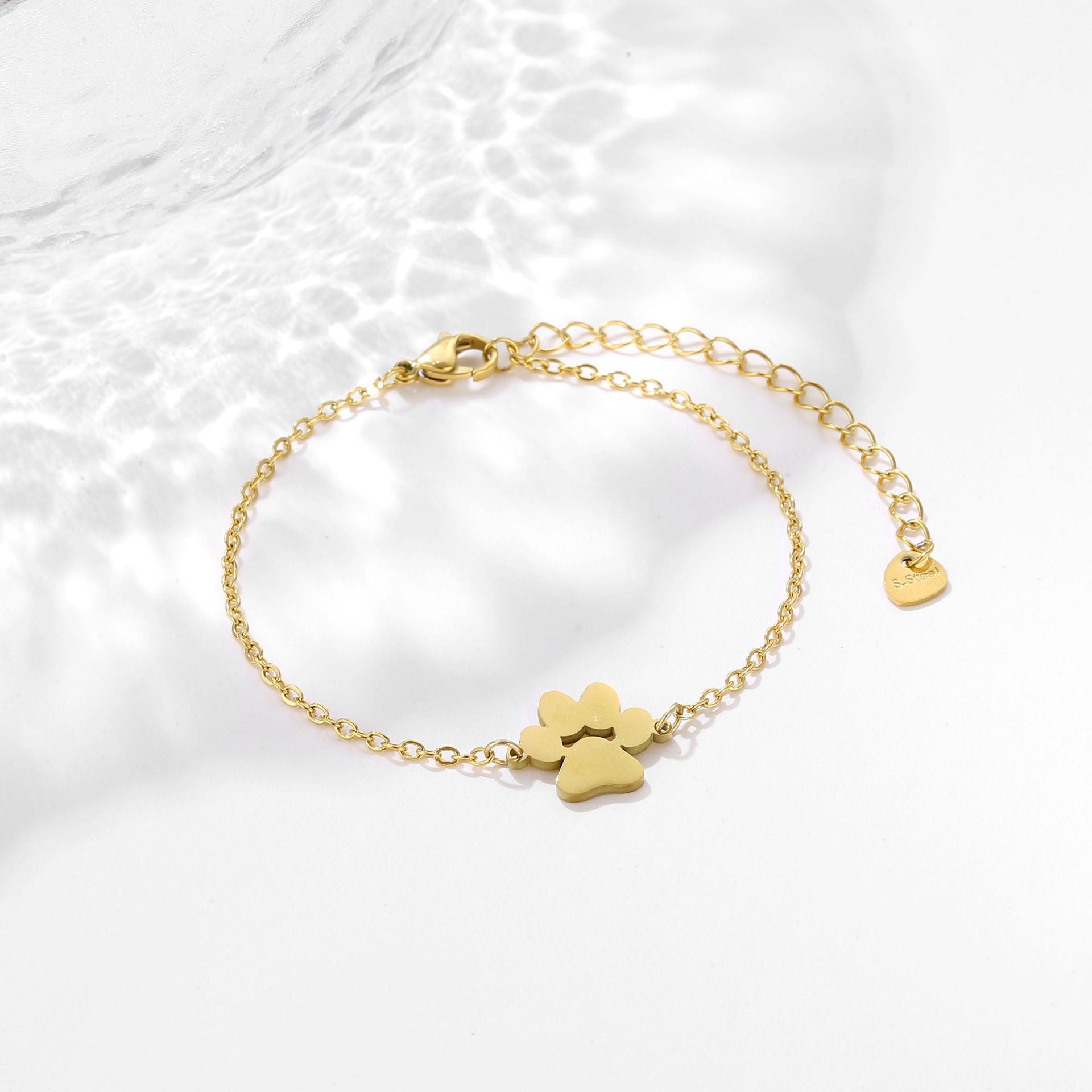 Stainless Steel Pet Paw Charm Bracelet for Women