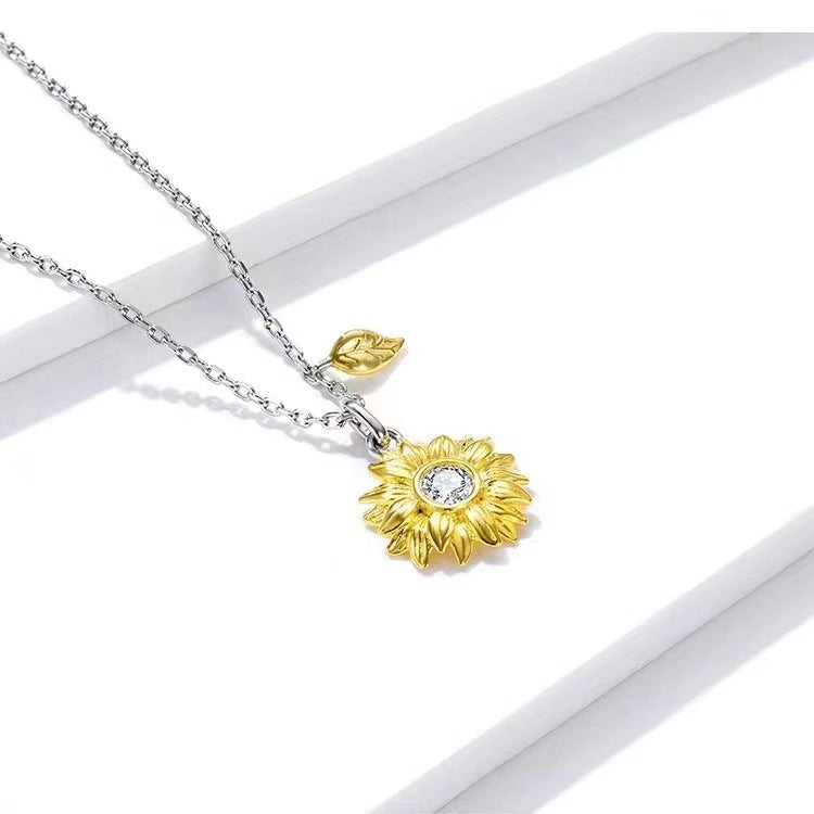 Sunflower Coin Pendant Necklace — 925 Sterling Silver