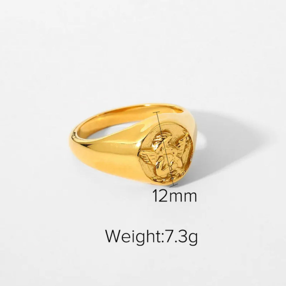 18K Gold-Plated Stainless Steel Love Ring