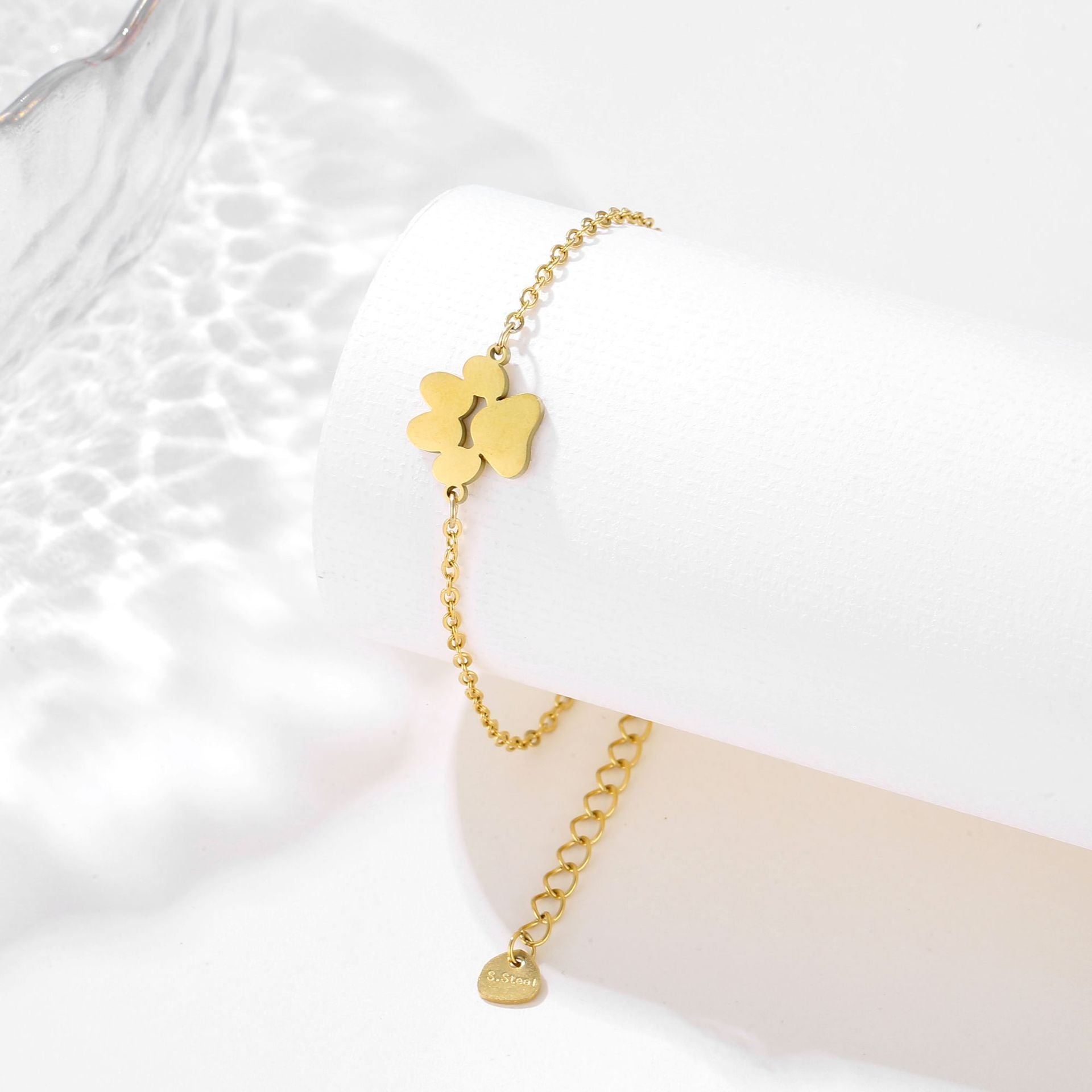 Stainless Steel Pet Paw Charm Bracelet for Women