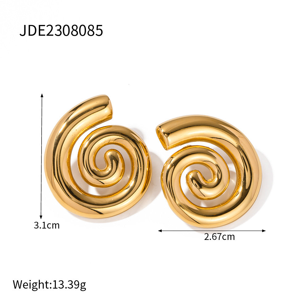 Textured Twisted Hoop Earrings — 18K Gold Stainless Steel