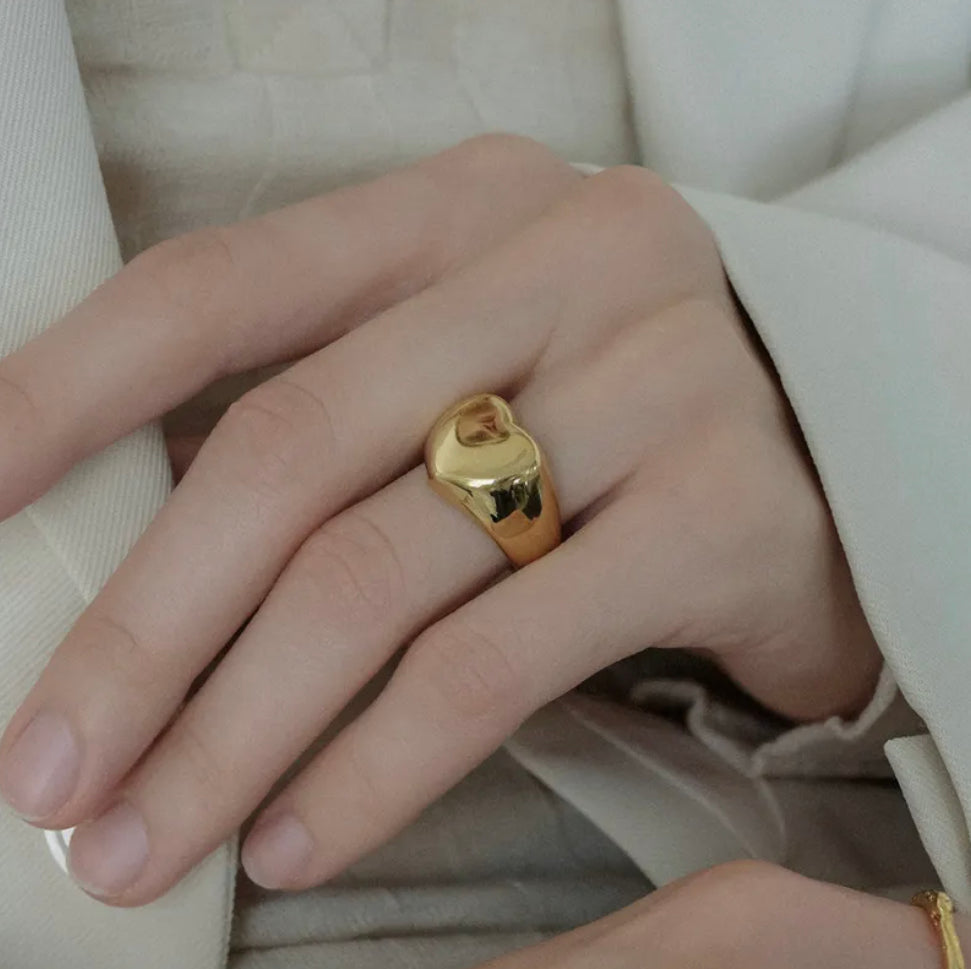 18K Gold-Plated Stainless Steel Love Ring