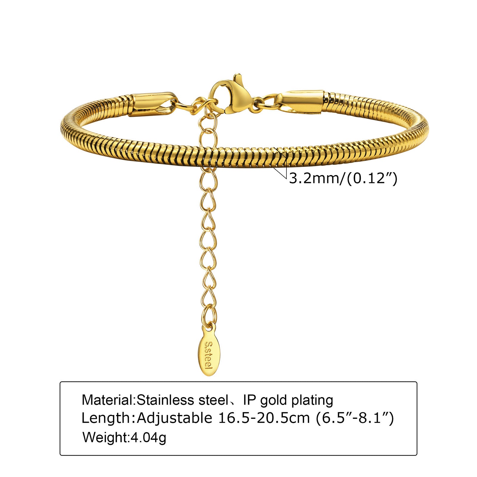 18K Gold Blade Chain Bracelet — Stainless Steel