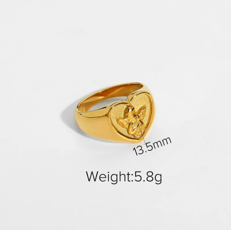 18K Gold-Plated Stainless Steel Love Ring