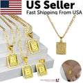18K Gold-Plated Initial Letter Pendant Necklace — Stainless Steel Figaro Chain