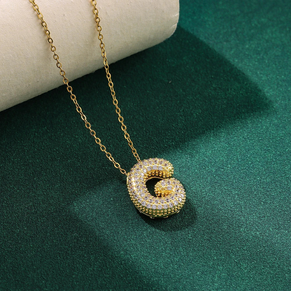 Bubble Crystal Letter Necklace