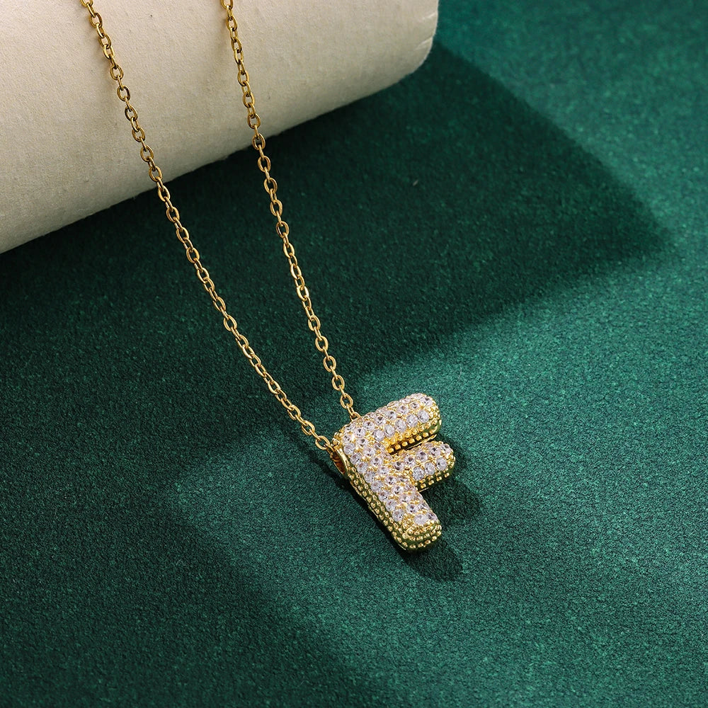 Bubble Crystal Letter Necklace