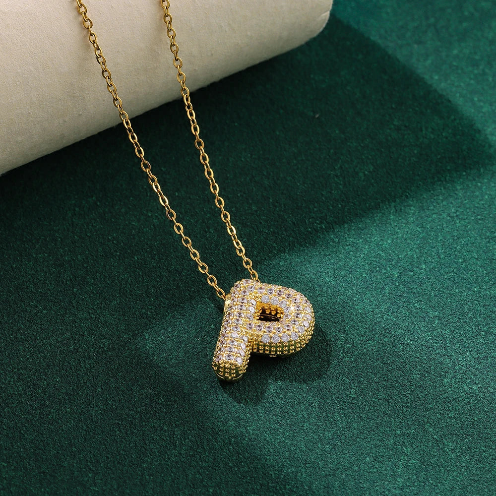 Bubble Crystal Letter Necklace