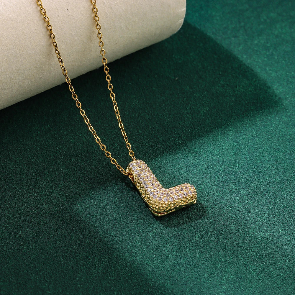 Bubble Crystal Letter Necklace