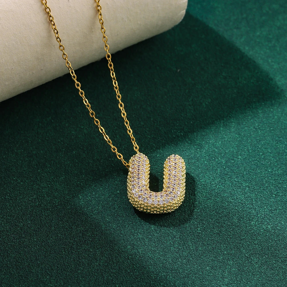 Bubble Crystal Letter Necklace