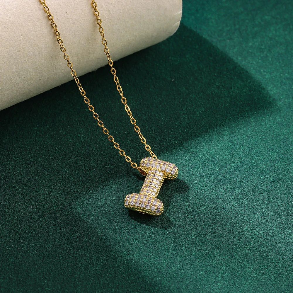 Bubble Crystal Letter Necklace