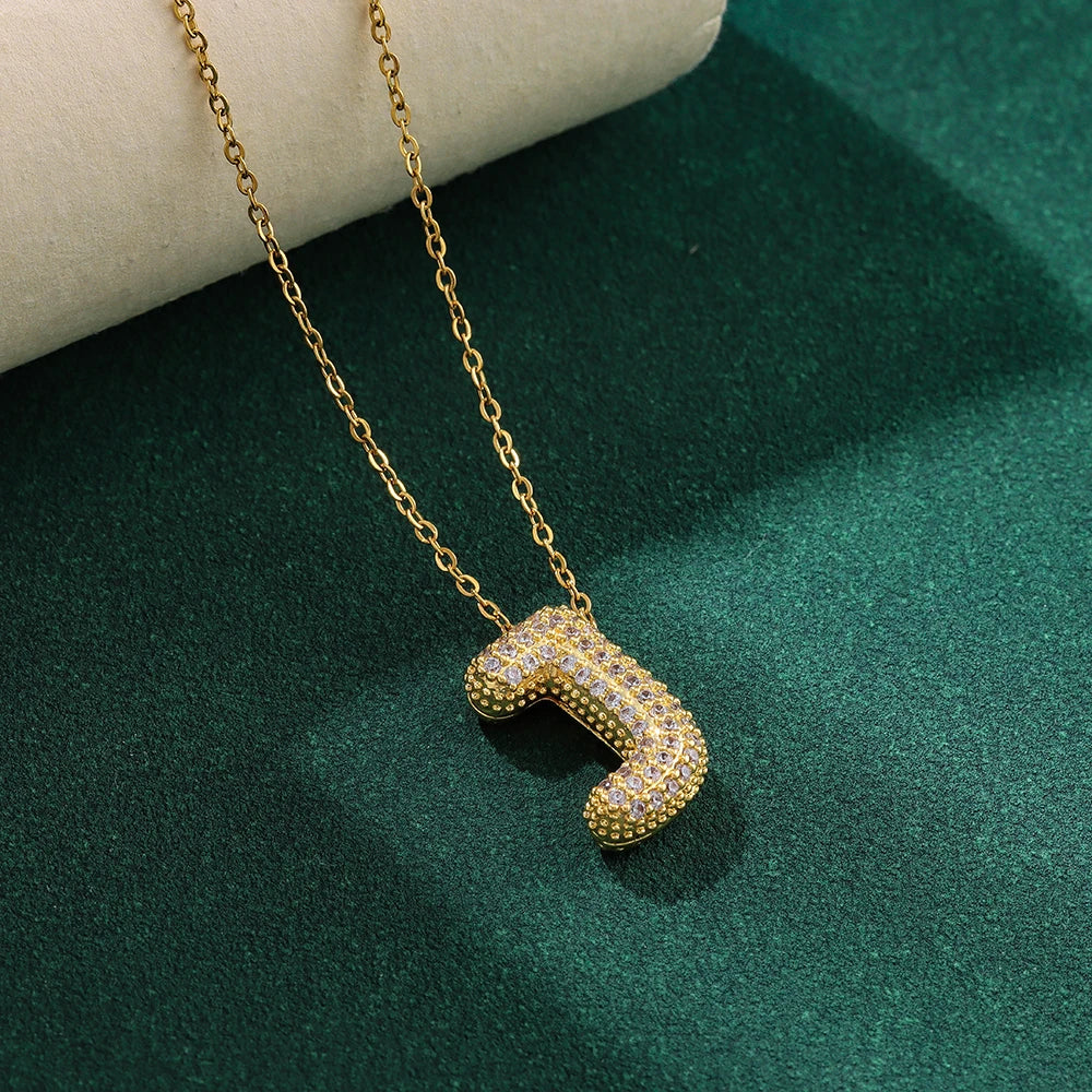 Bubble Crystal Letter Necklace