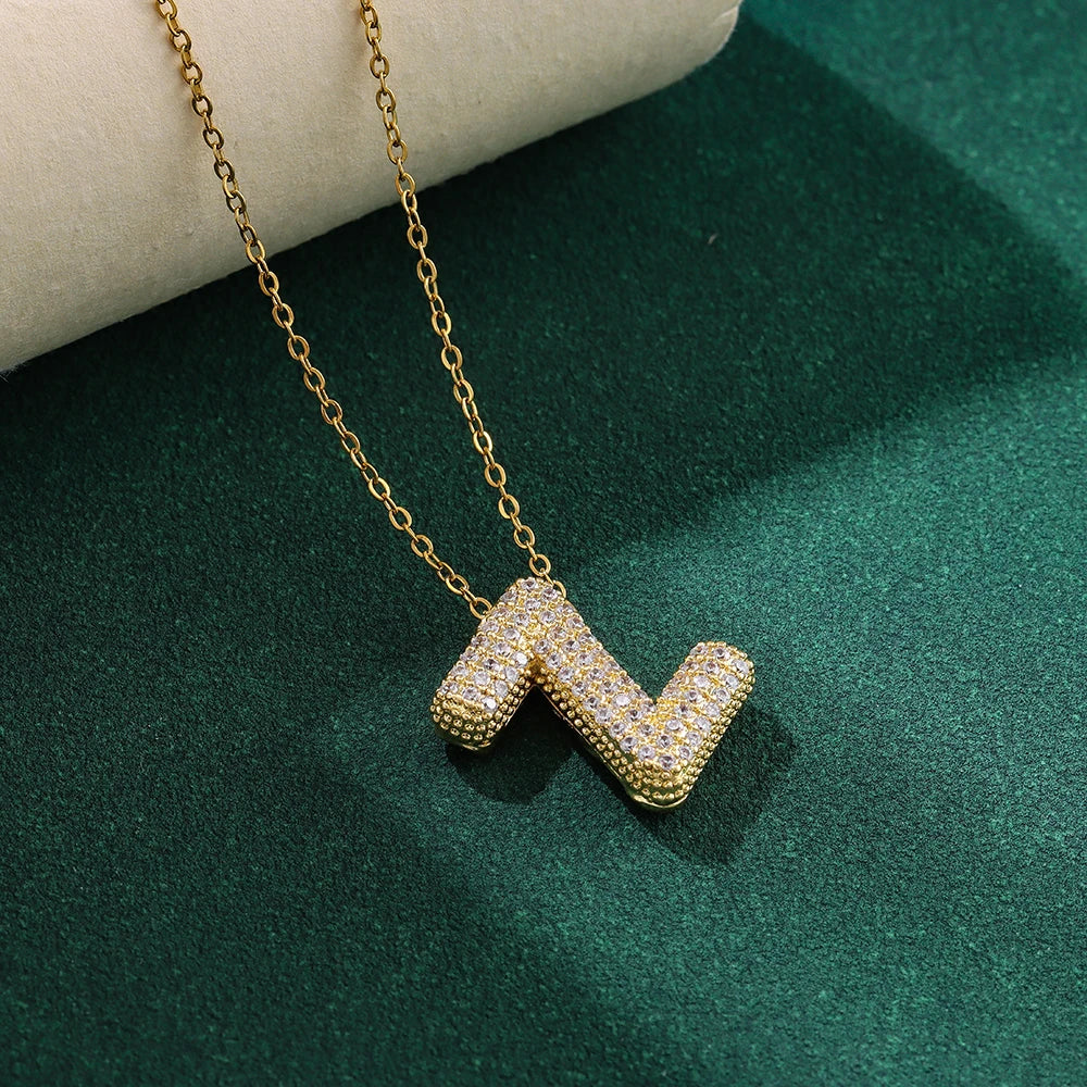 Bubble Crystal Letter Necklace