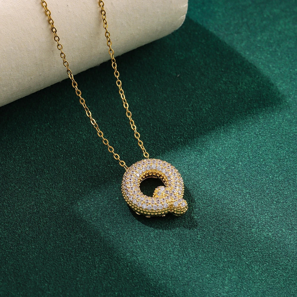 Bubble Crystal Letter Necklace