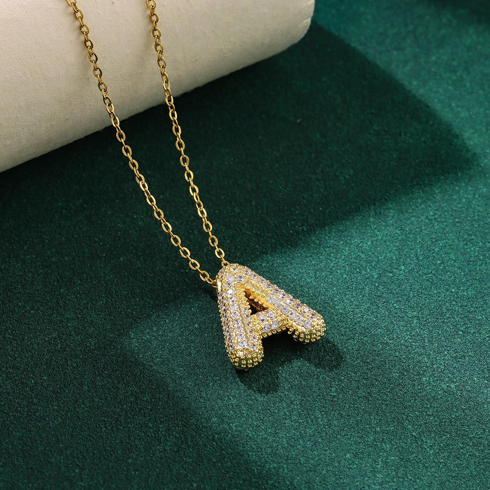 Bubble Crystal Letter Necklace