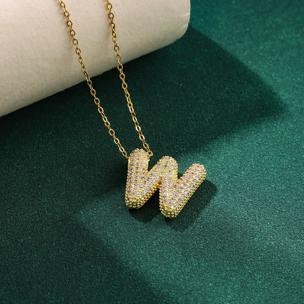 Bubble Crystal Letter Necklace