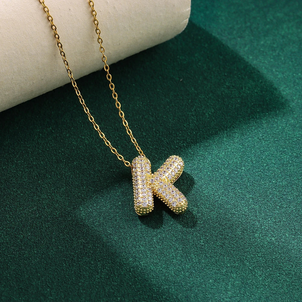 Bubble Crystal Letter Necklace