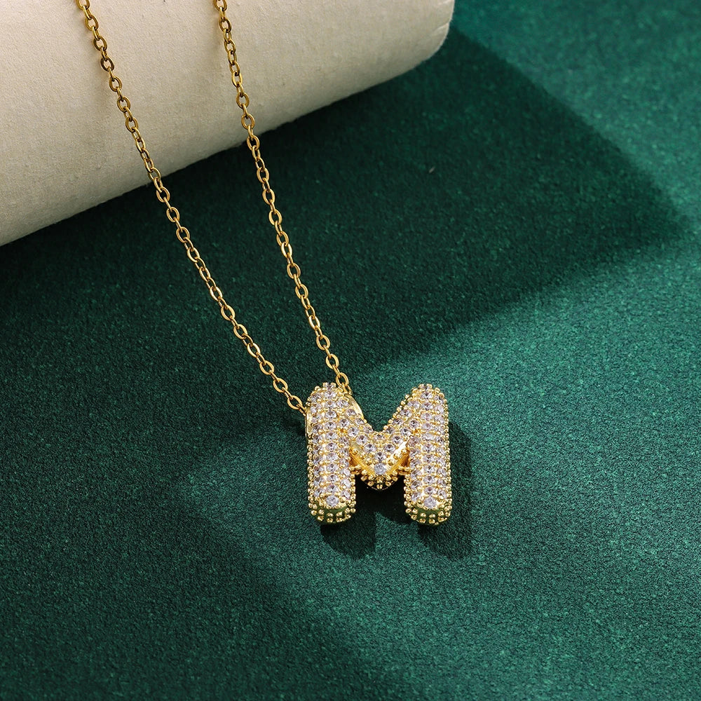 Bubble Crystal Letter Necklace