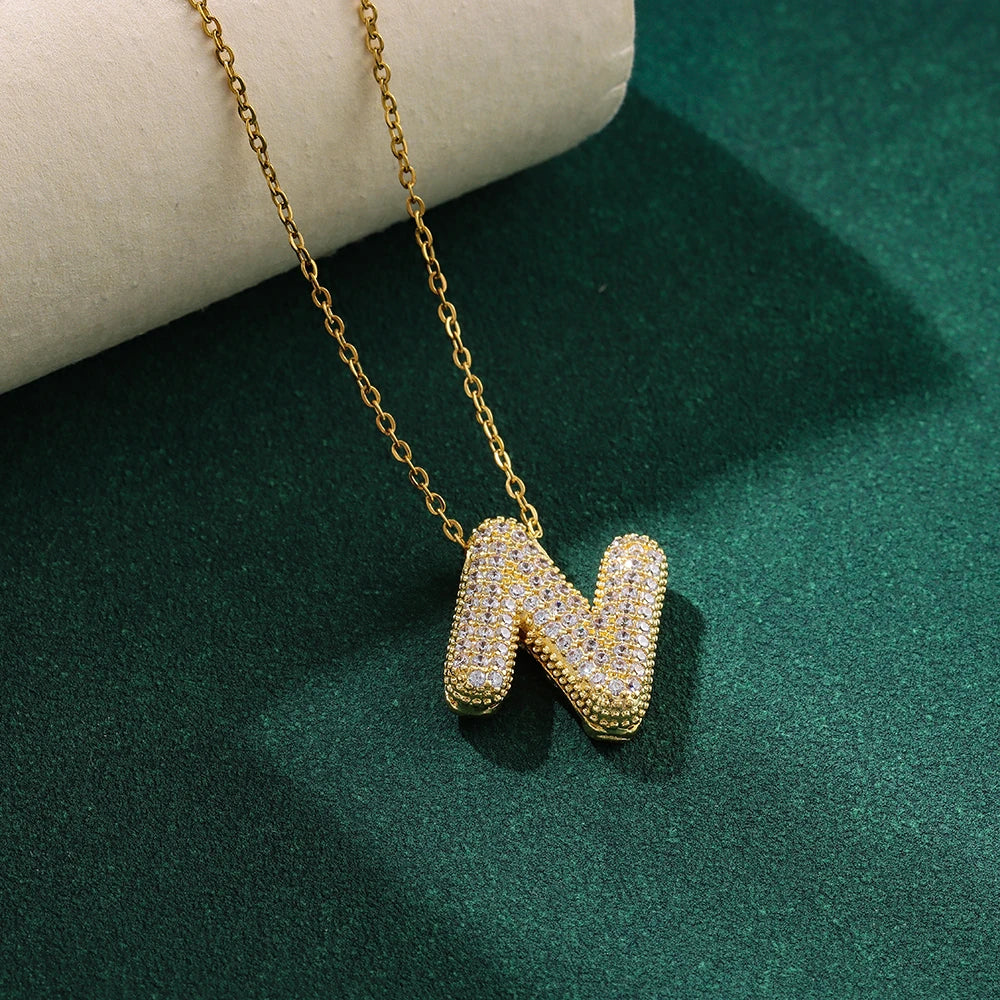 Bubble Crystal Letter Necklace