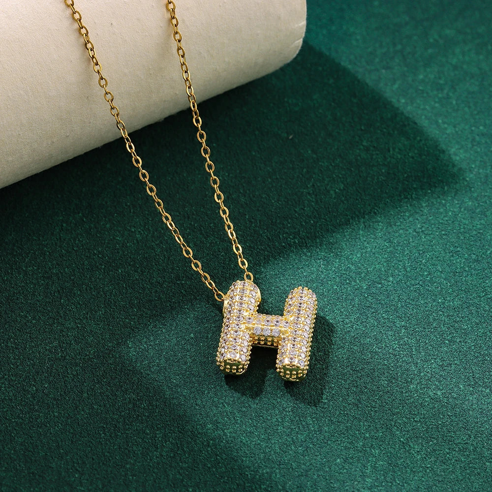 Bubble Crystal Letter Necklace