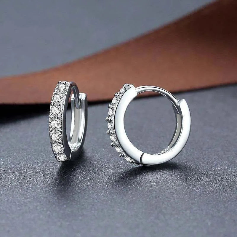 Boucles oreilles huggie creole pavé zirconia argent 925 sterling Mezyena