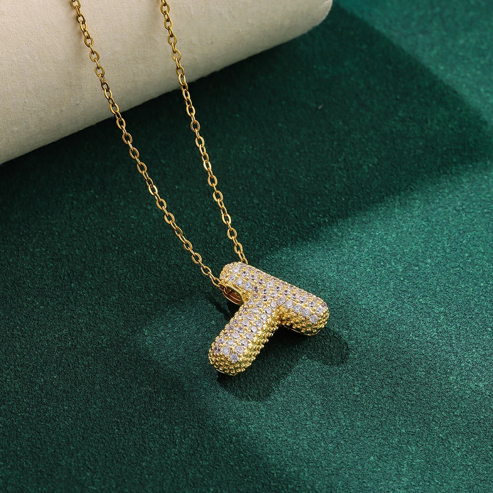 Bubble Crystal Letter Necklace