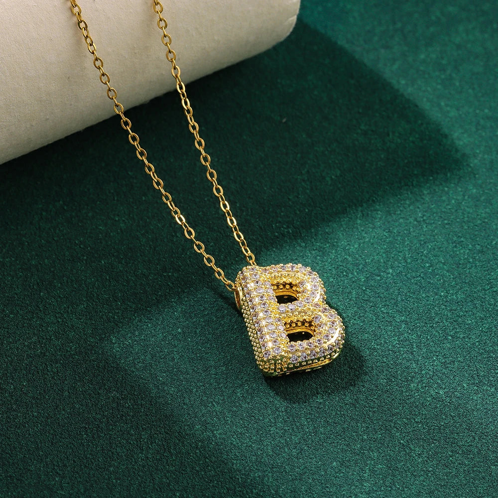 Bubble Crystal Letter Necklace