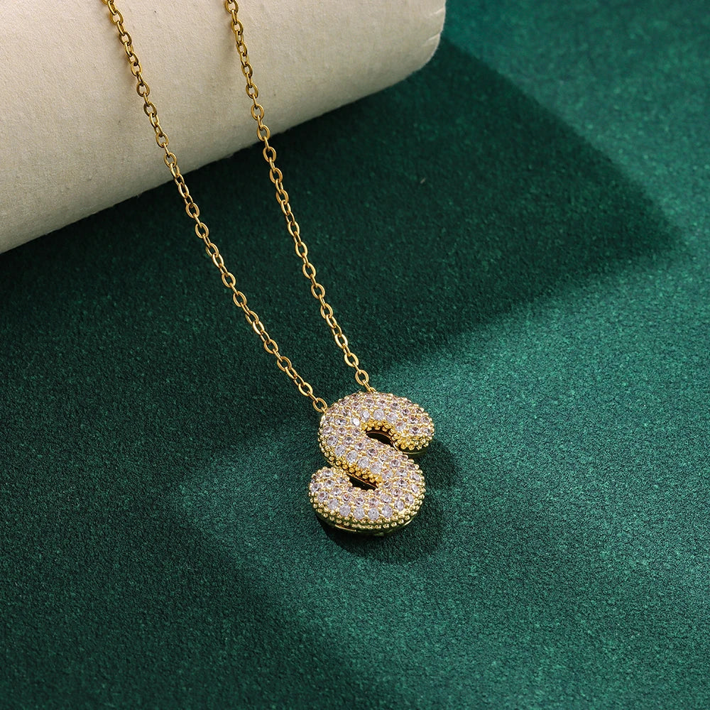 Bubble Crystal Letter Necklace