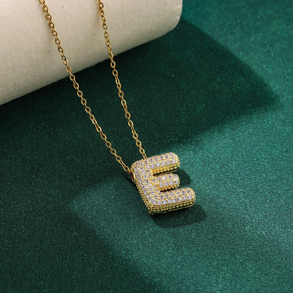 Bubble Crystal Letter Necklace