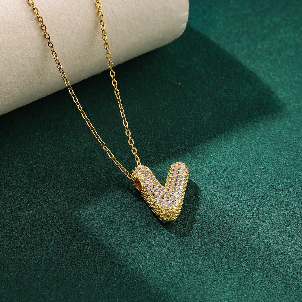 Bubble Crystal Letter Necklace