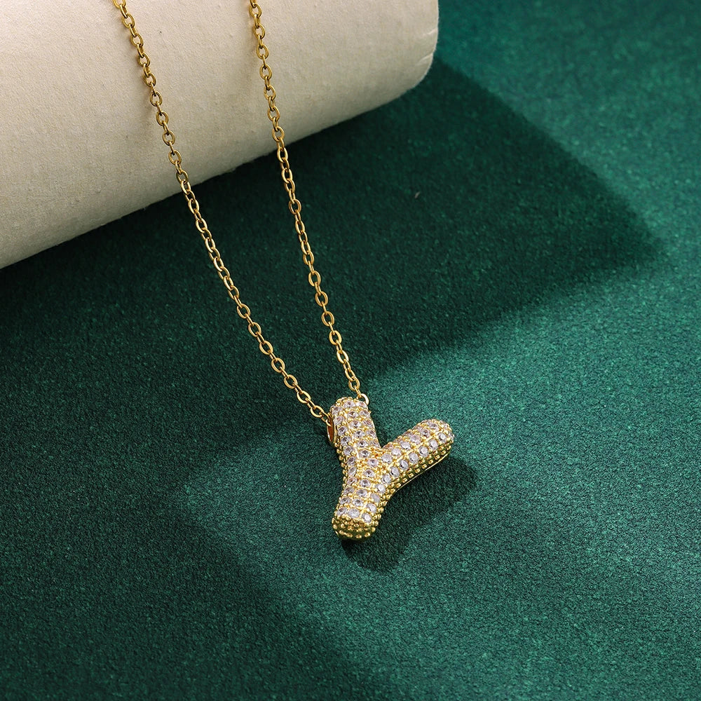 Bubble Crystal Letter Necklace