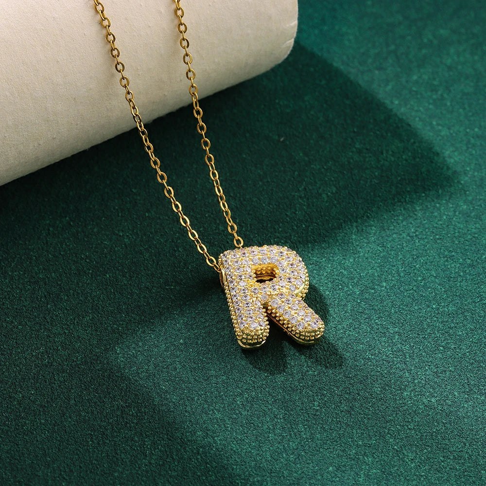 Bubble Crystal Letter Necklace