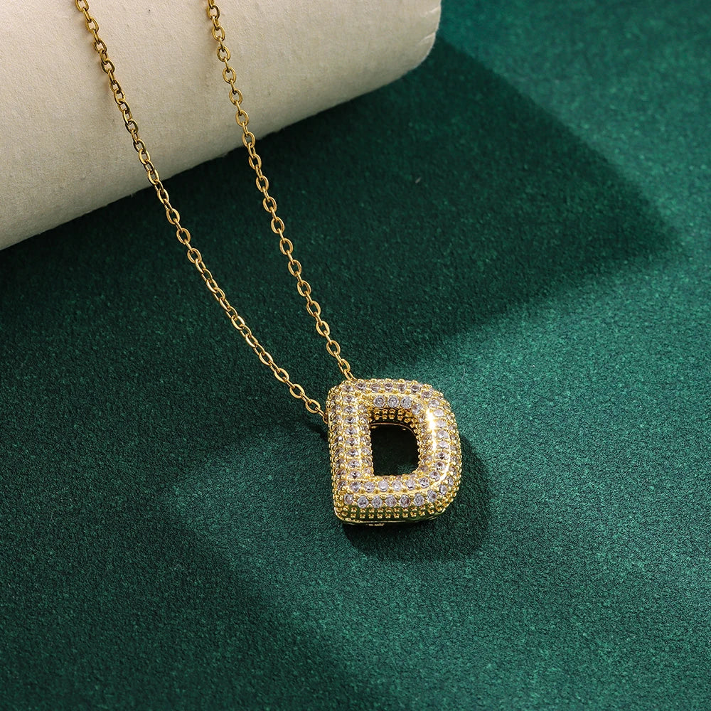 Bubble Crystal Letter Necklace