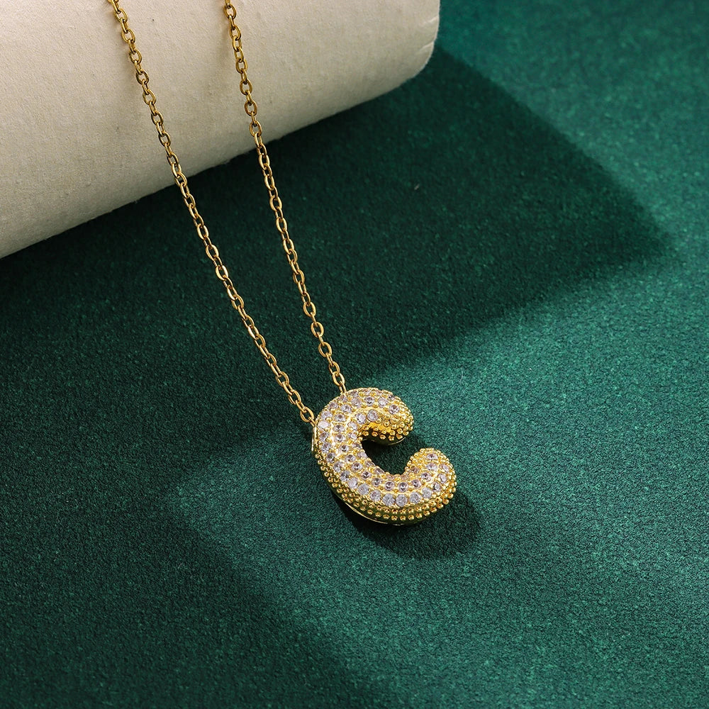 Bubble Crystal Letter Necklace